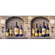 28 x 12 Art Mural Tumbled Marble Wine Bottles Decor Backsplash Tile 318   181875994182